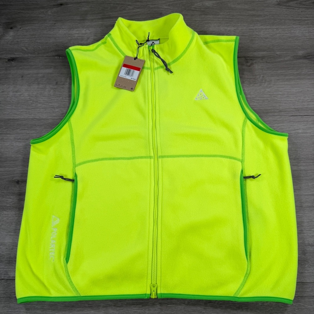 Nike ACG Wolf Tree Vest Volt Green Fleece Full Zip Jacket Size Large IF0975 737